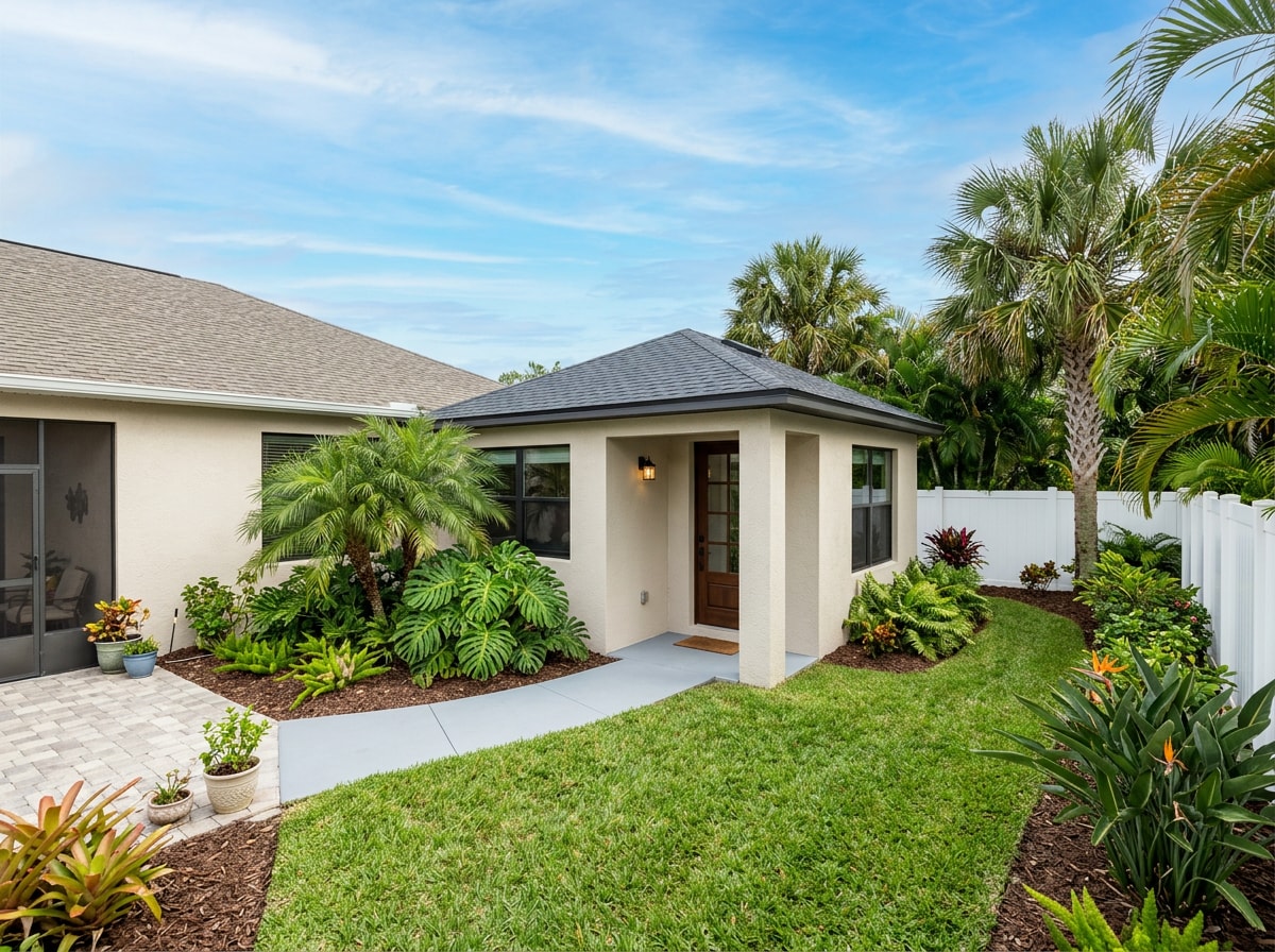 In-law suite addition designed for aging in place in a Miami backyard