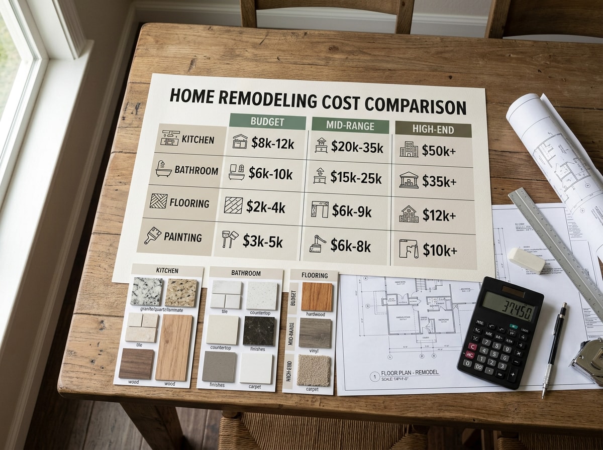Cost breakdown comparing standard remodeling versus historic home remodeling expenses per square foot