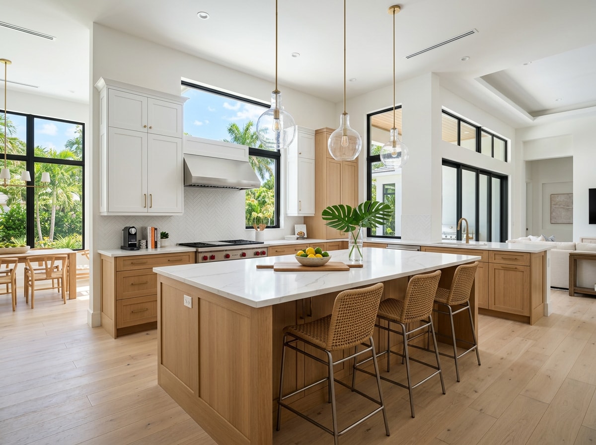 Finished South Miami home remodel with open kitchen and natural light