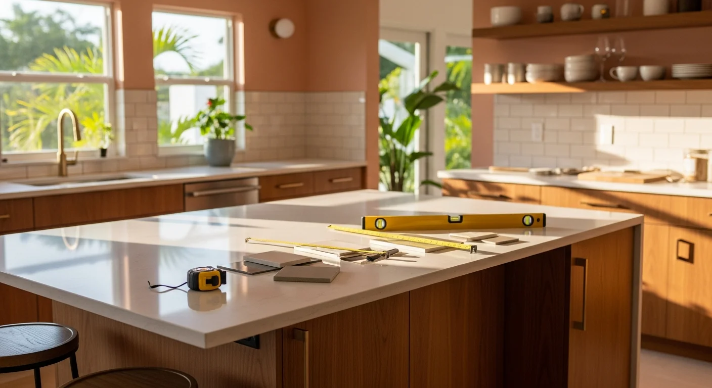 Modern kitchen with custom cabinets and granite countertops