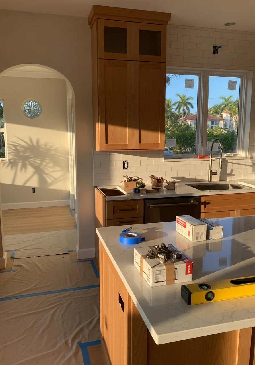 Bright, open-concept kitchen and dining area with white subway tile backsplash and warm wood accents