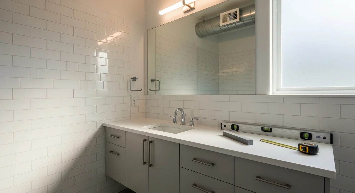 A fully remodeled bathroom in a Miami home featuring large-format porcelain tile, a wall-mounted vanity, and a frameless walk-in shower with moisture-resistant finishes. The space reflects a clean, modern design suited to South Florida's humid coastal climate.