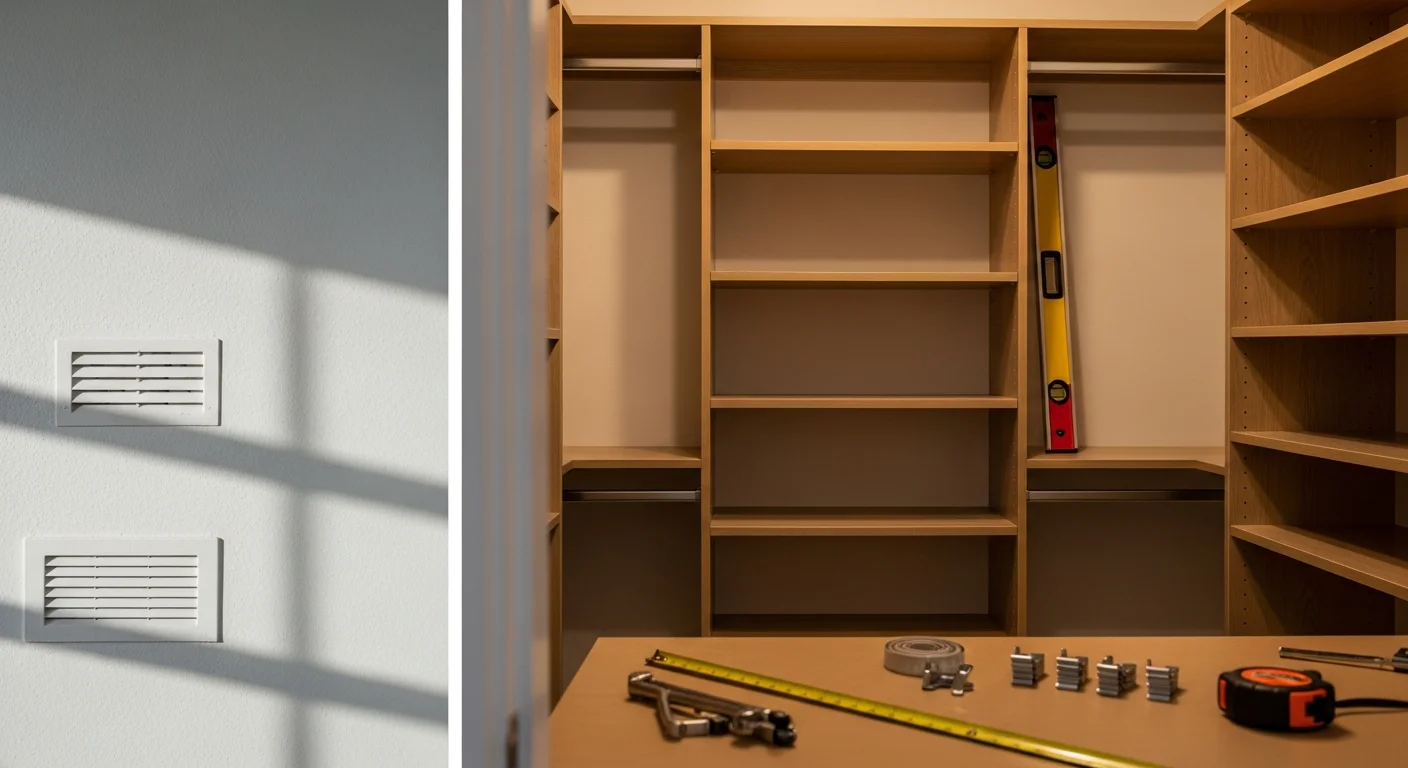 A finished walk-in closet remodel in a Miami home featuring moisture-resistant shelving, hanging rods, and integrated lighting. Custom storage zones for shoes and accessories are built into the layout.
